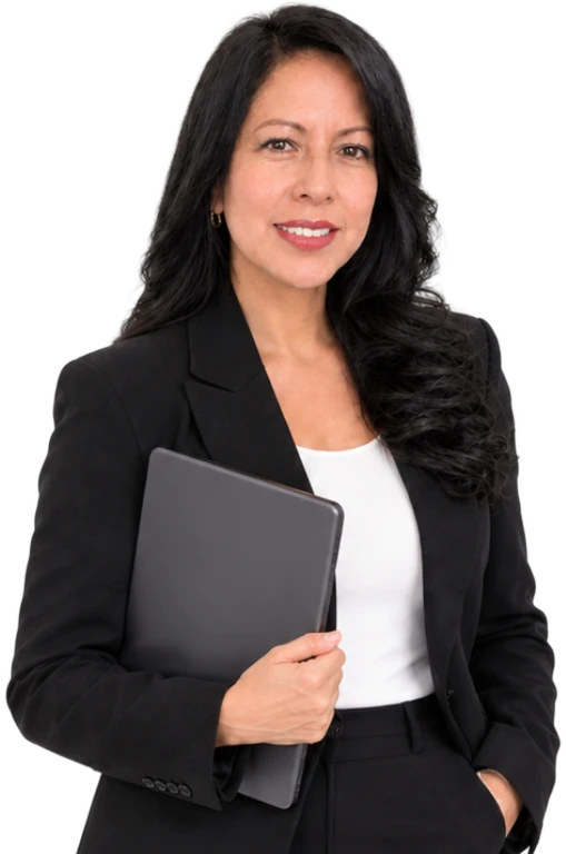 Verónica Flores con una tableta en la mano
